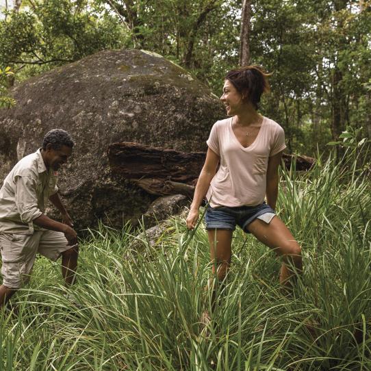Guide and tourist in the jungle