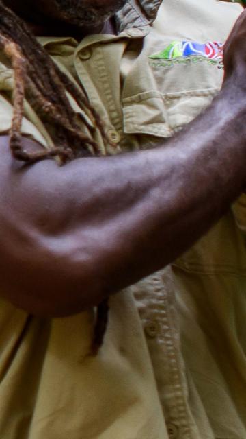 Indigenous guide's arm