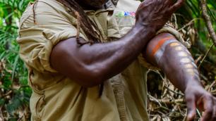 Indigenous guide's arm